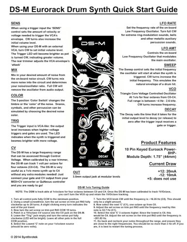 Synthrotek DS-M quick start guide