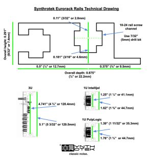 Eurorack Rails Technical Drawing